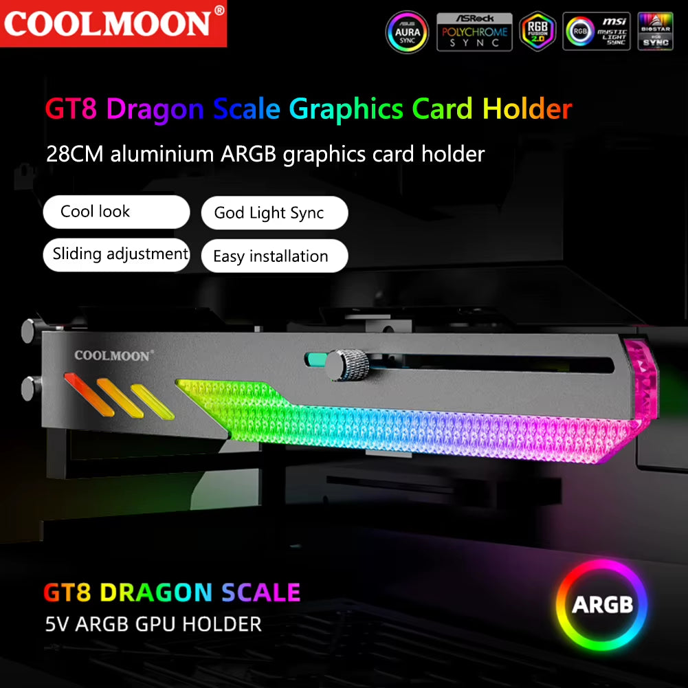 Customized Video Card Stand PC Accessory Kit with ARGB Horizontal GPU Holder Desktop PC Case Cooling DIY Accessories