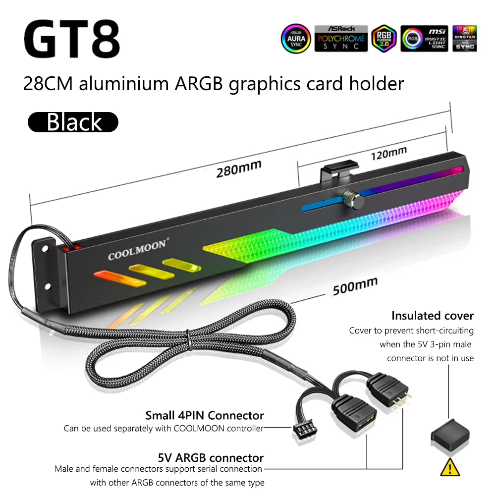 Customized Video Card Stand PC Accessory Kit with ARGB Horizontal GPU Holder Desktop PC Case Cooling DIY Accessories