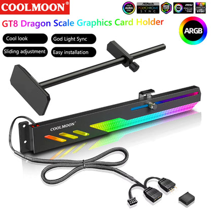 Customized Video Card Stand PC Accessory Kit with ARGB Horizontal GPU Holder Desktop PC Case Cooling DIY Accessories